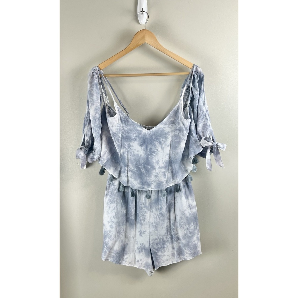 American Eagle Outfitters NWT Sz M Tall Tie Dye Tassel Cold‎ Shoulder Romper
